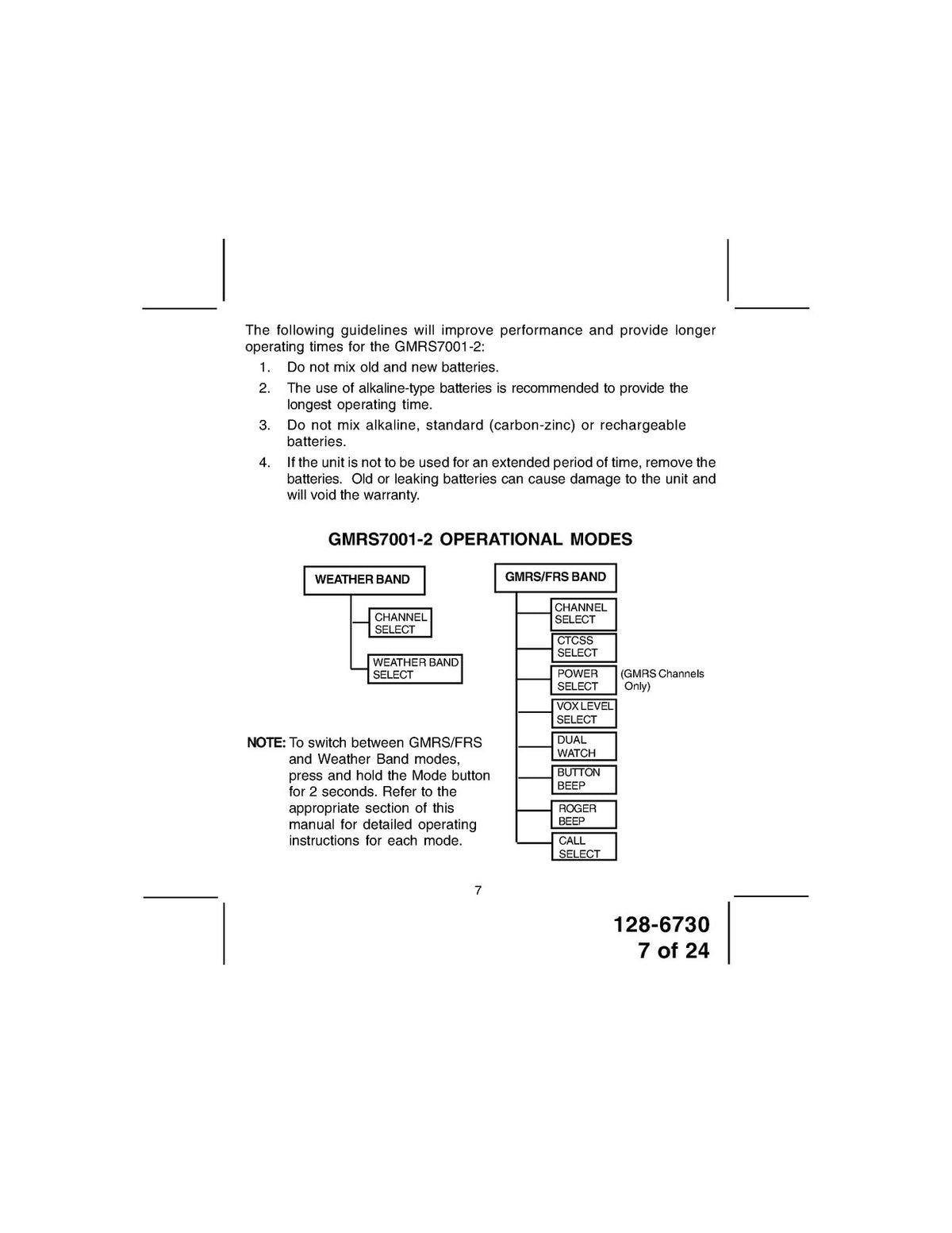 AUDIOVOX GMRS7001-2 General Mobile Radio Service Owners Manual 2003 - WIRE BOUND