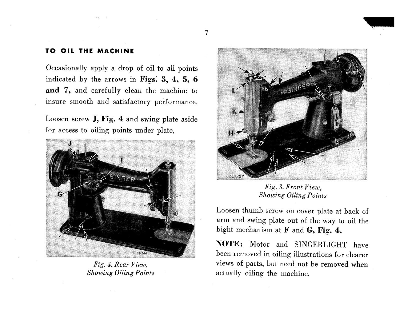 SINGER 206K25 Sewing Machine Instruction Manual 1952 - WIRE BOUND - TOUGH COVERS