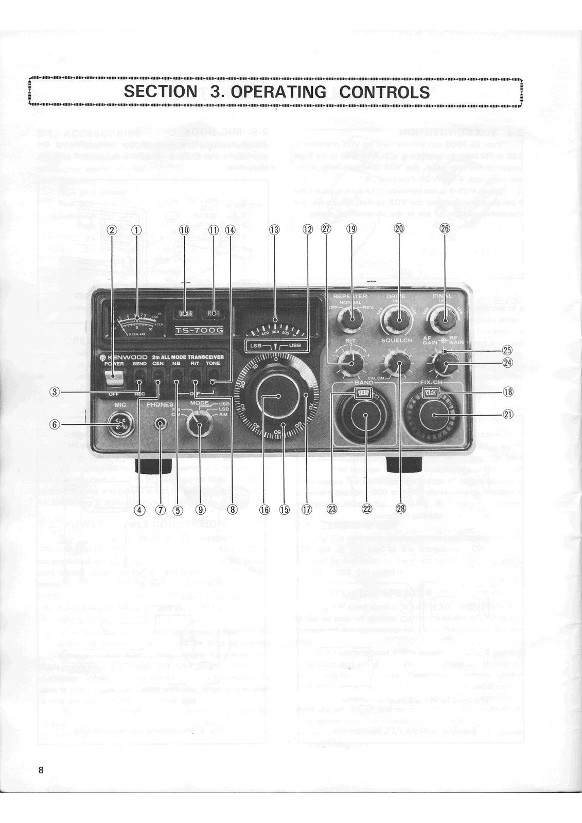 KENWOOD TS-700G 2m All Mode Transceiver Operating Manual - WIRE BOUND - COVERS