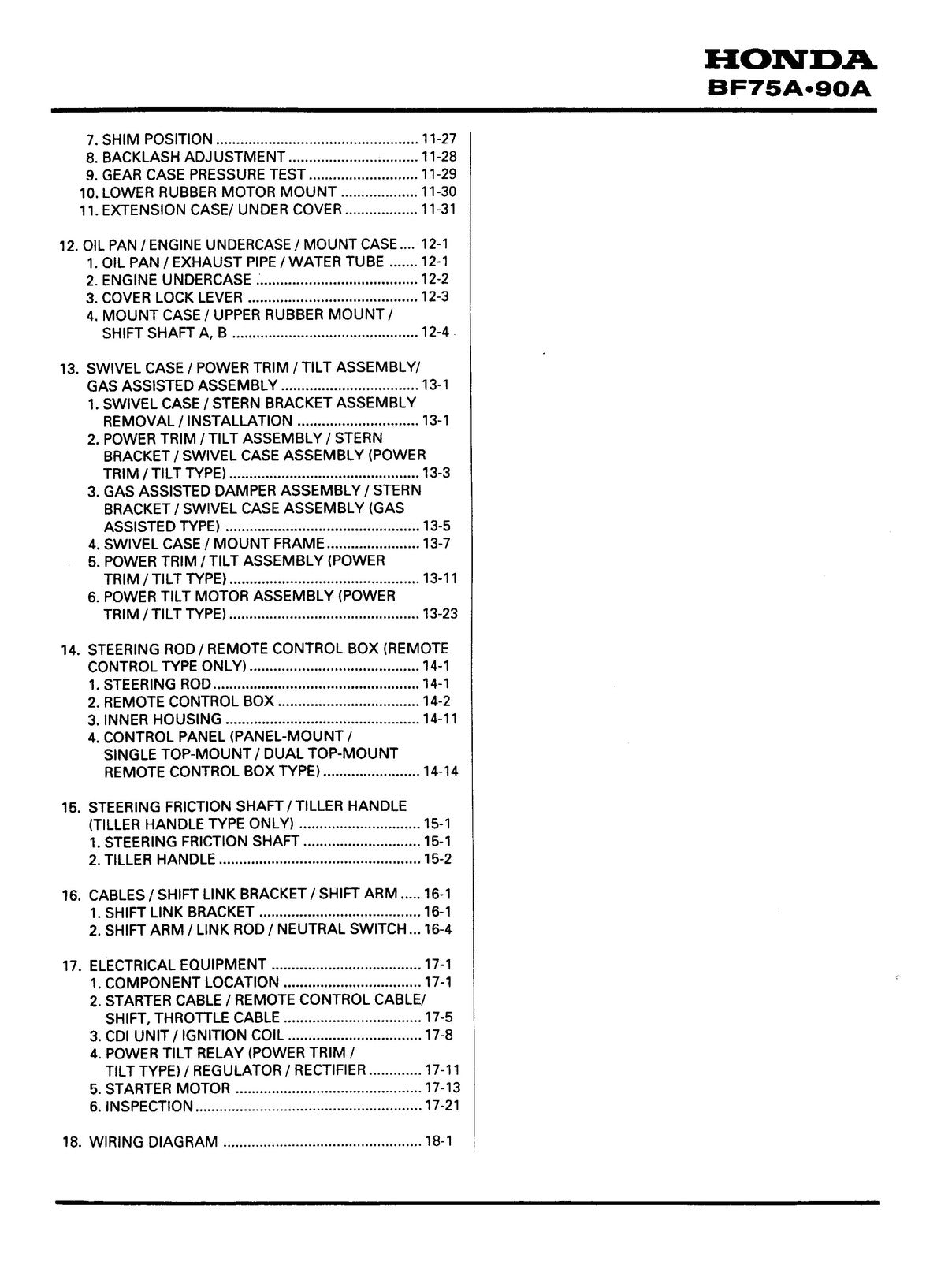 HONDA BF75A BF90A Outboard Service Workshop Repair Manual, FOLDOUTS