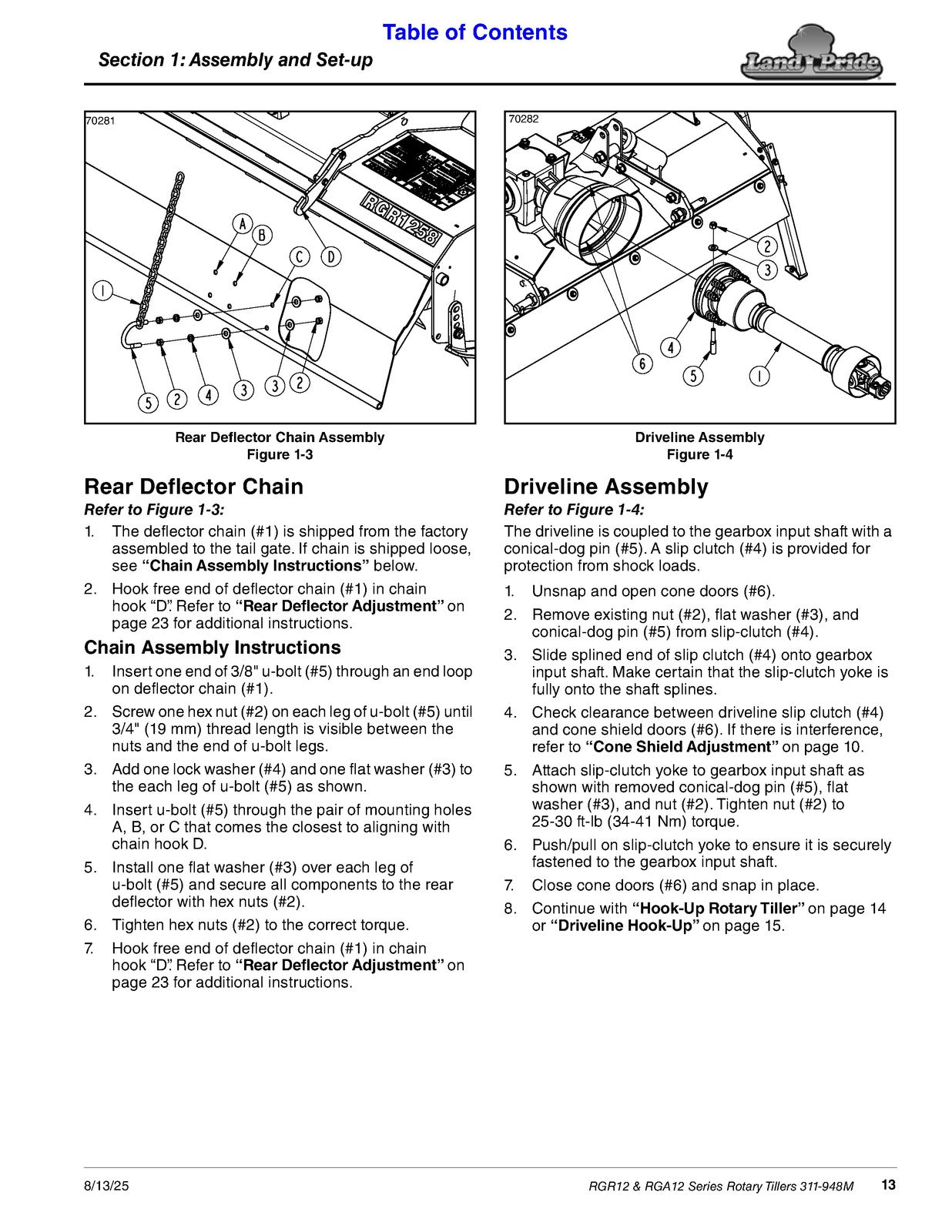 LAND PRIDE RGA12 RGR12 Series Gear Drive Rotary Tillers Operators Manual - BOUND