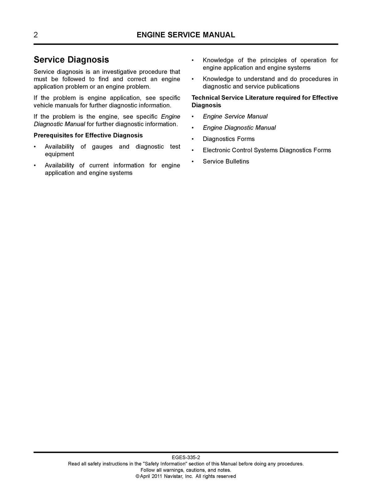 INTERNATIONAL MaxxForce DT 9 10 EPA07 Engine Service Manual 2011 - WIRE BOUND