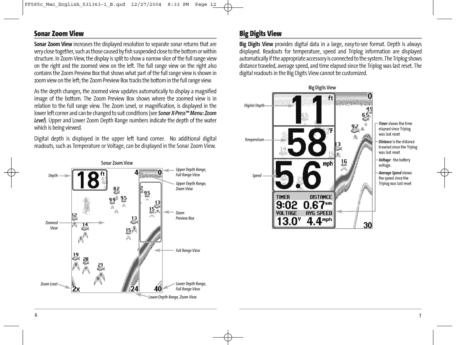 HUMMINBIRD FishFinder 585c Operations Manual - STEEL WIRE BOUND - TOUGH COVERS