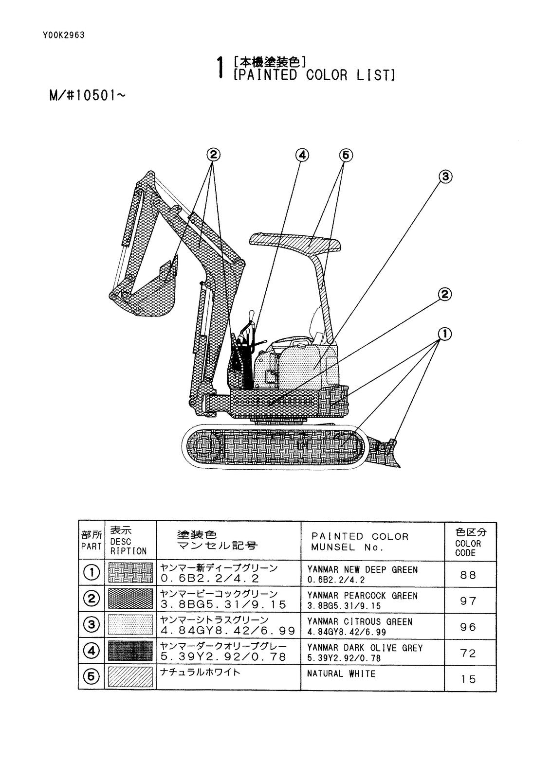 YANMAR ViO15-2 Excavator Parts Catalog Manual - BOUND - COVERS - XL FOLDOUTS