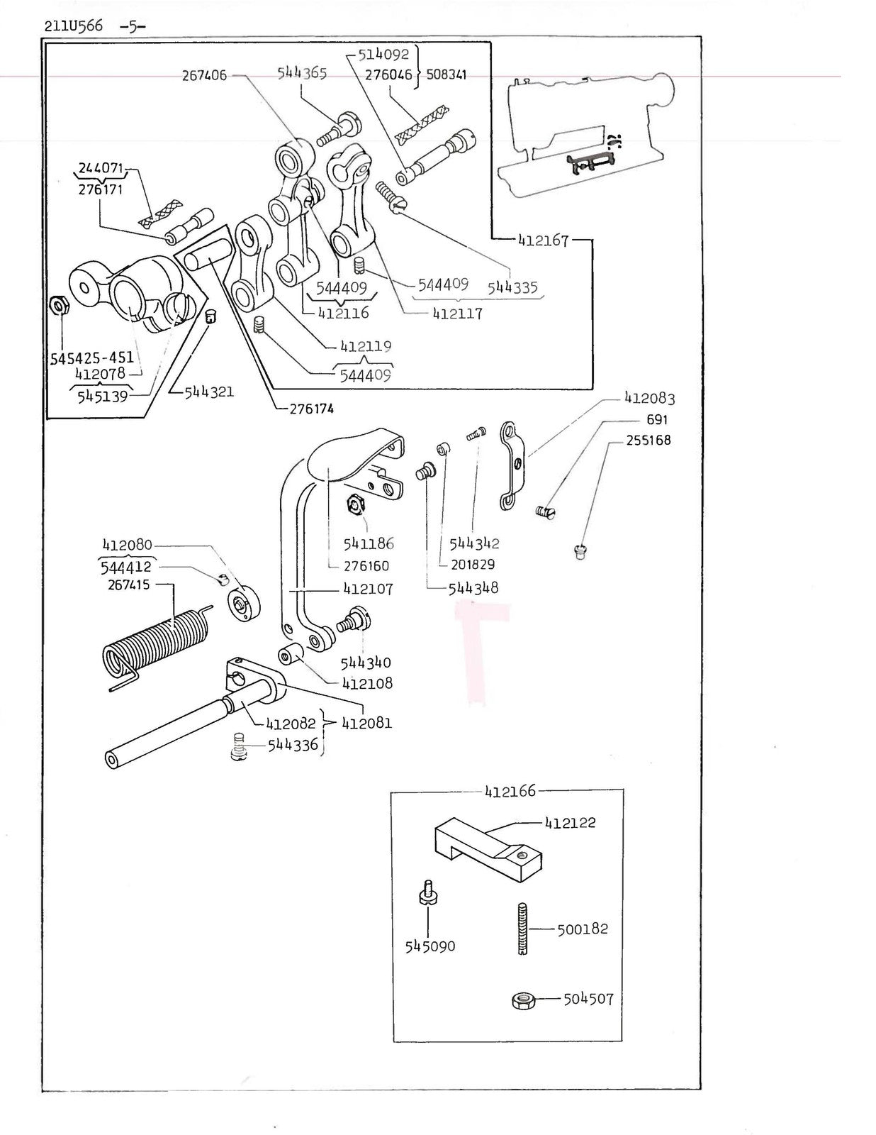 SINGER 211U566 211U157 165 166 Illustrated Parts List Manual 1981 - WIRE BOUND