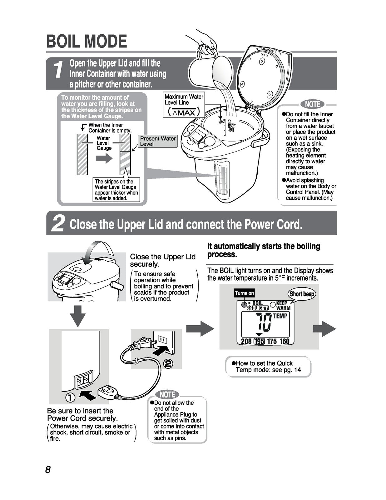 ZOJIRUSHI CD-LFC30 40 50 Micom Water Boiler  Operating Instructions Manual