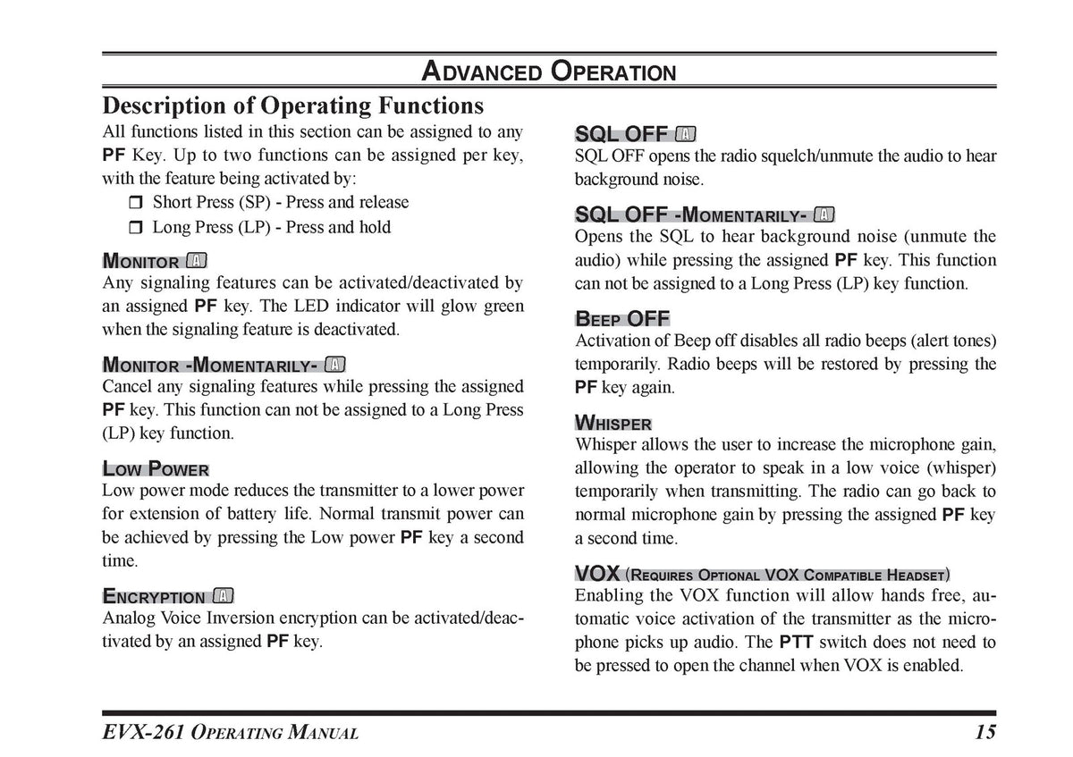 VERTEX STANDARD EVX-261 Two-Way Radio Operating Manual - WIRE BOUND - COVERS