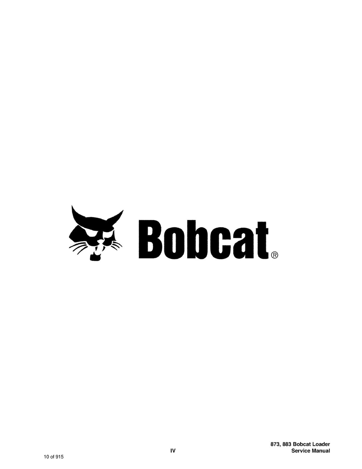 BOBCAT 873 883 G Series Service & Parts Manual BUNDLE - WIRE BOUND - COVERS
