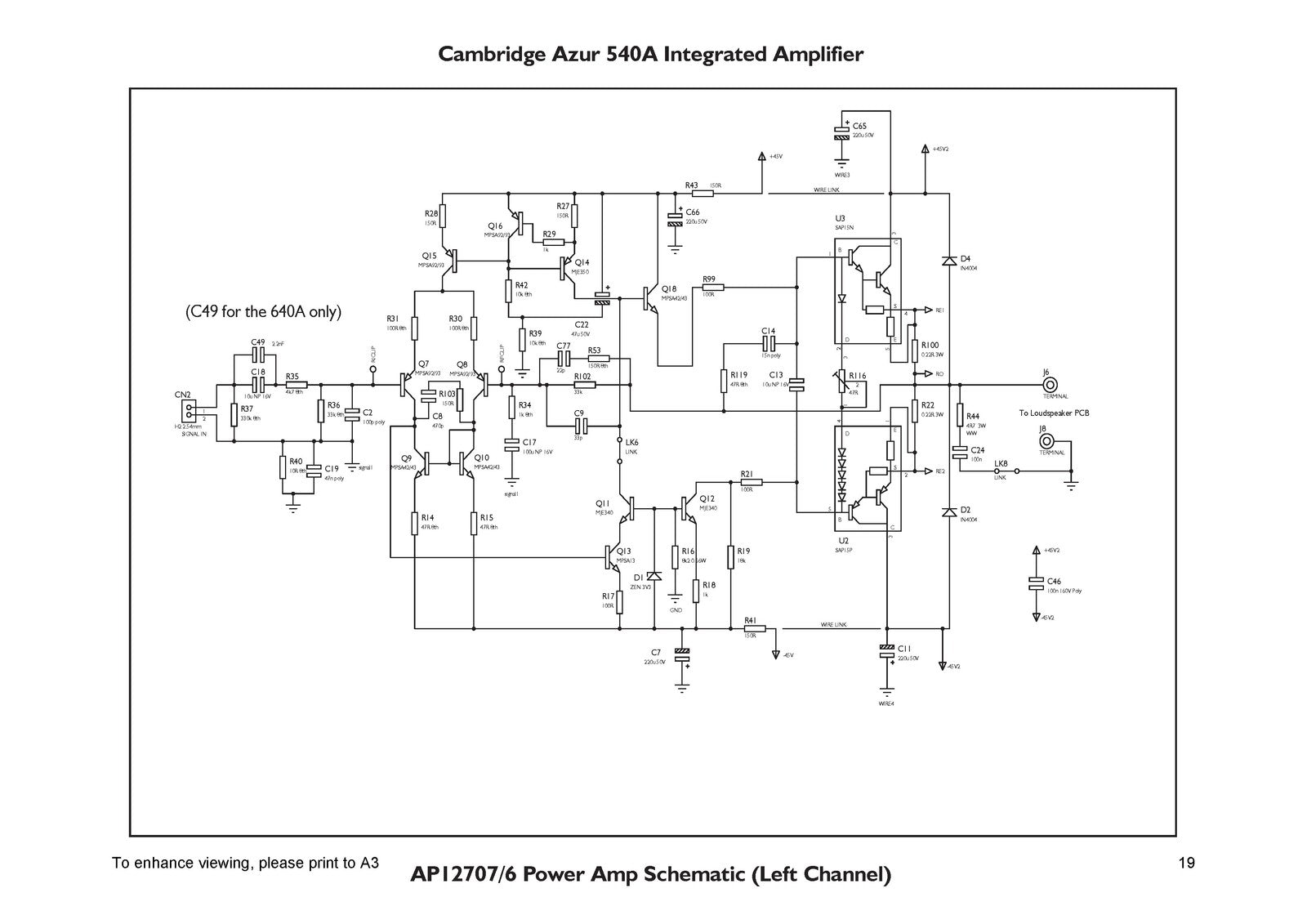 CAMBRIDGE AUDIO 540A Integrated Amplifier Service Manual 2004 - WIRE BOUND