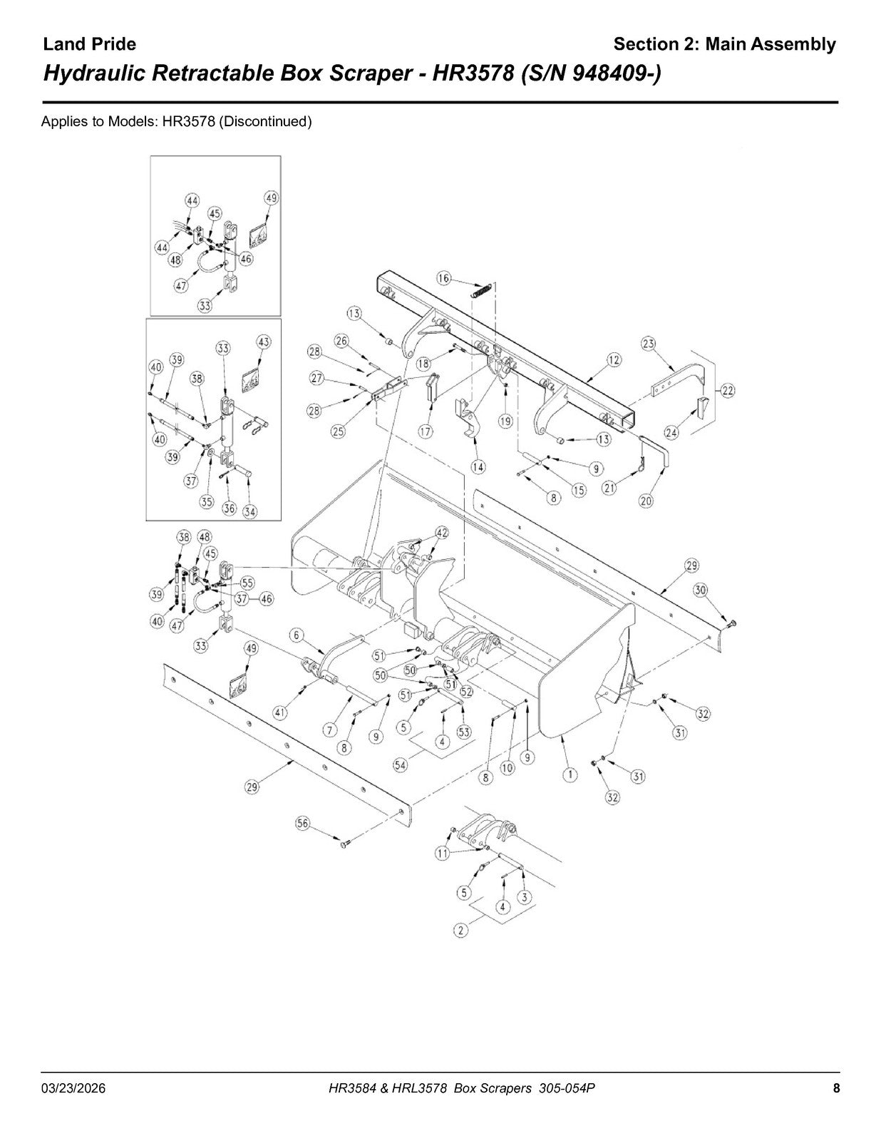 LAND PRIDE HR3584 Box Scrapers Parts Manual 2026 - WIRE BOUND - TOUGH COVERS