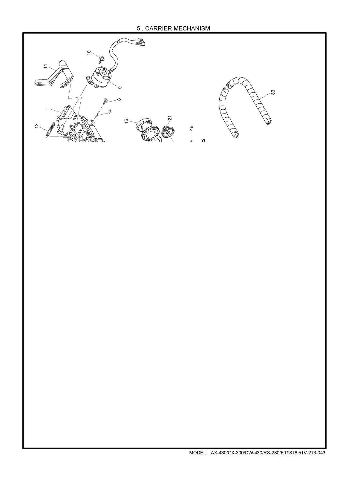 BROTHER AX-430 GX-300 DW-430 RS-280 ET9816 Parts Reference List Manual - BOUND