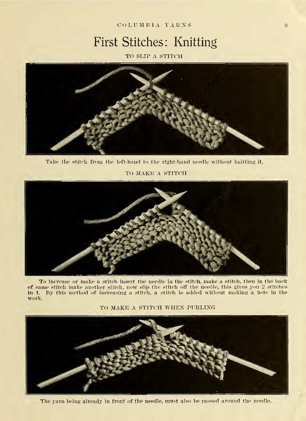 COLUMBIA Book Of Yarns Knitting And Crocheting Manual 1915 - WIRE BOUND - COVERS