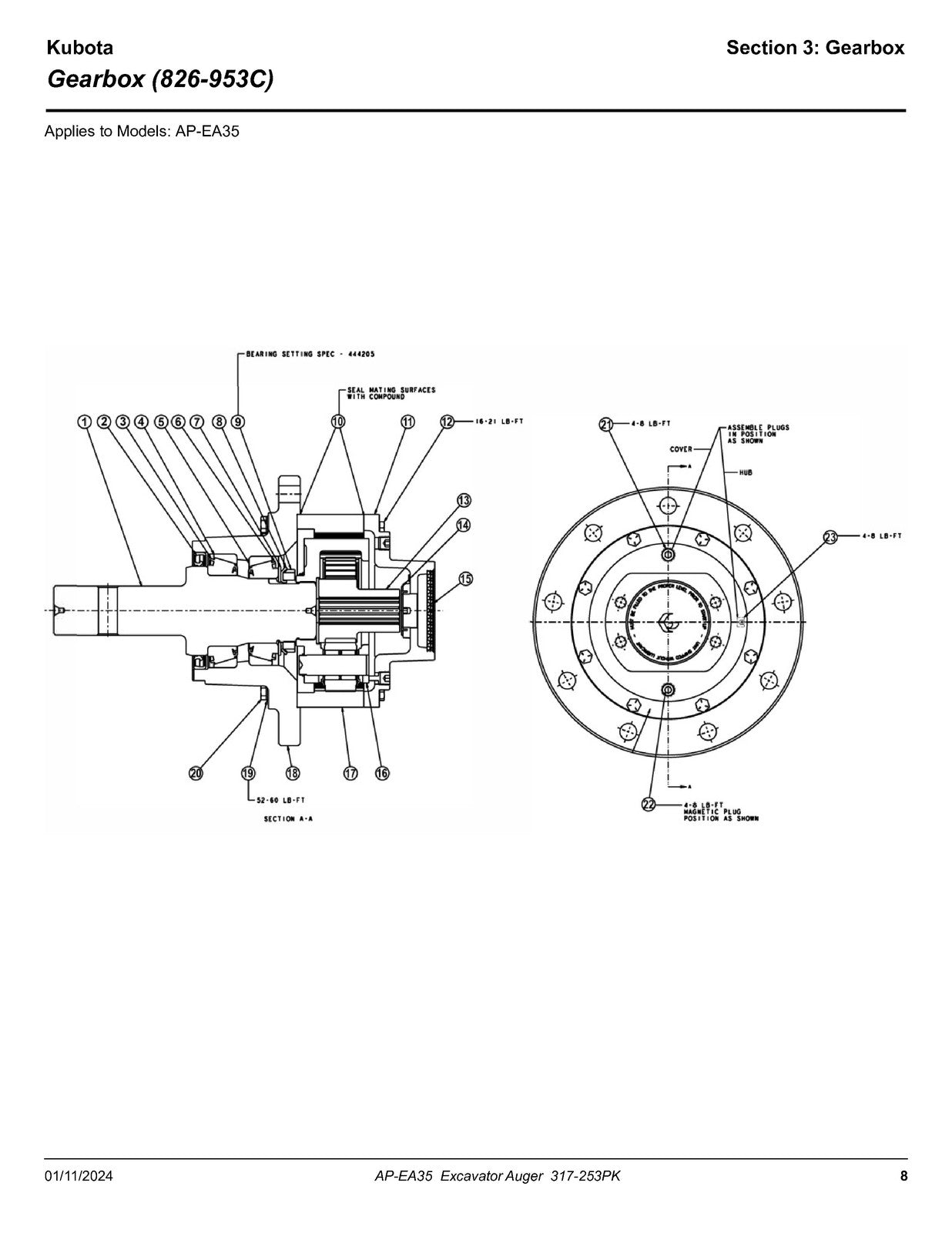 LAND PRIDE EA35 Excavator Augers Parts Manual 2023 - WIRE BOUND - TOUGH COVERS