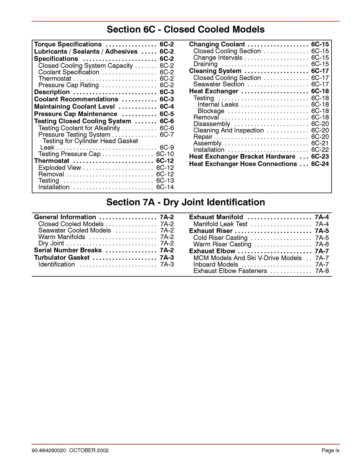 MERCURY MERCRUISER Dry Joint Marine Engines Service Manual 2002 - WIRE BOUND