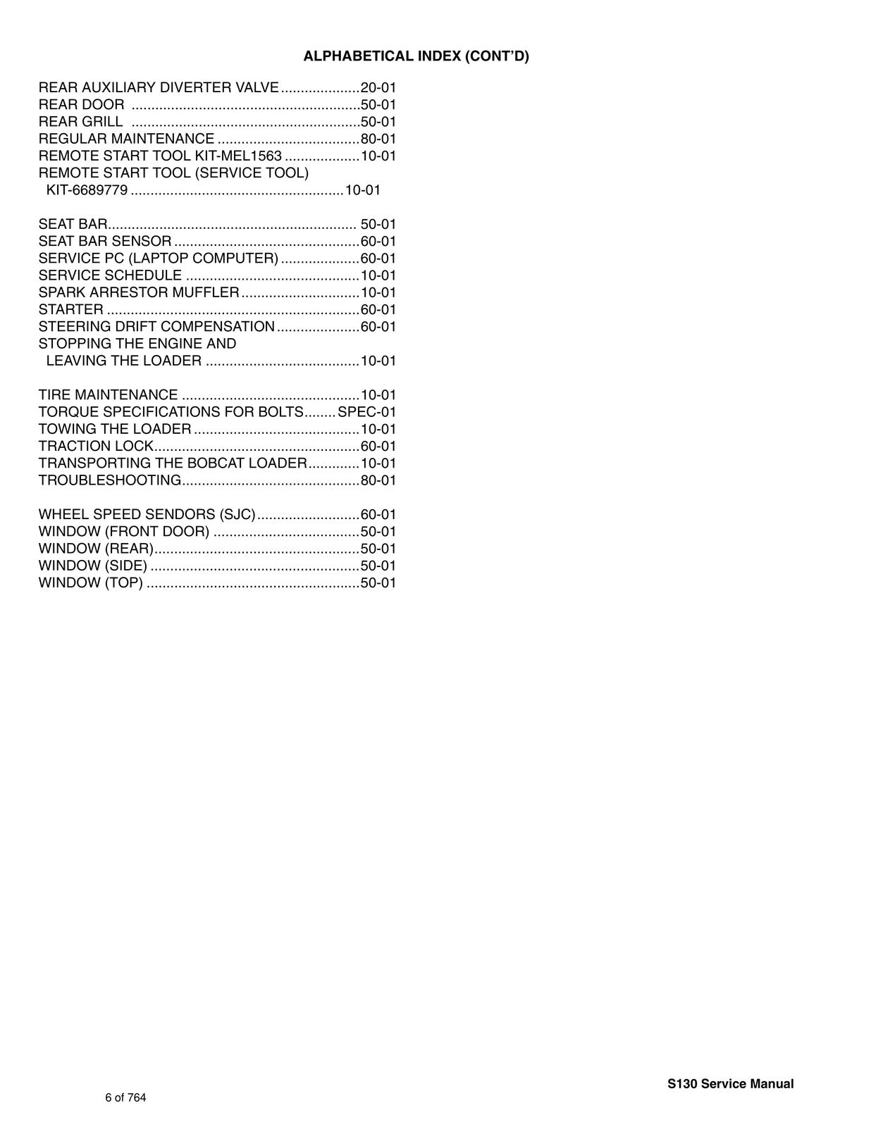 BOBCAT S130 Skid Steer Loader SN 529211001 and Up - BOUND - COVERS - XL FOLDOUTS