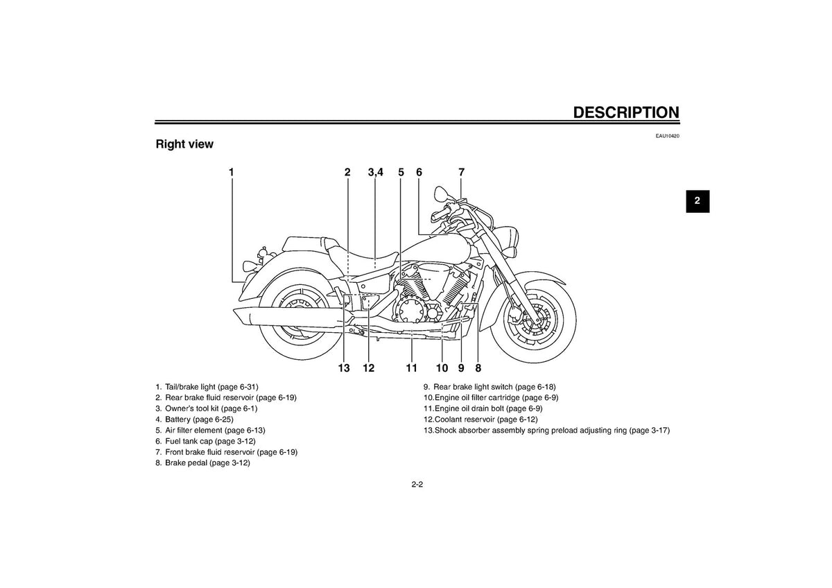 YAMAHA XVS1300A Owners Manual 2010 - STEEL WIRE BOUND - PROTECTIVE COVERS