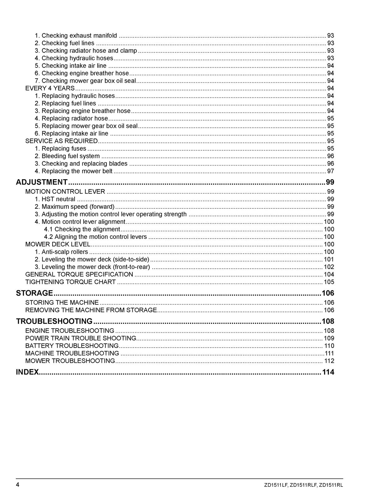 KUBOTA ZD1511LF ZD1511RLF ZD1511RL Operators Manual - WIRE BOUND - TOUGH COVERS
