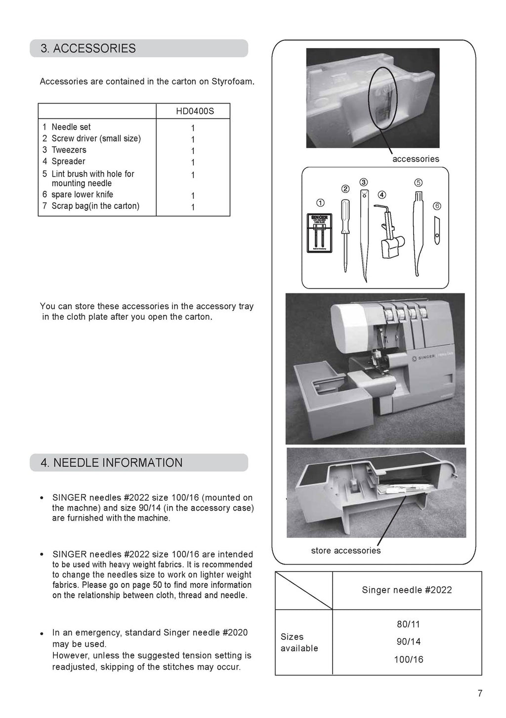 SINGER Heavy Duty Serger HD0400S Instruction Manual - WIRE BOUND - TOUGH COVERS