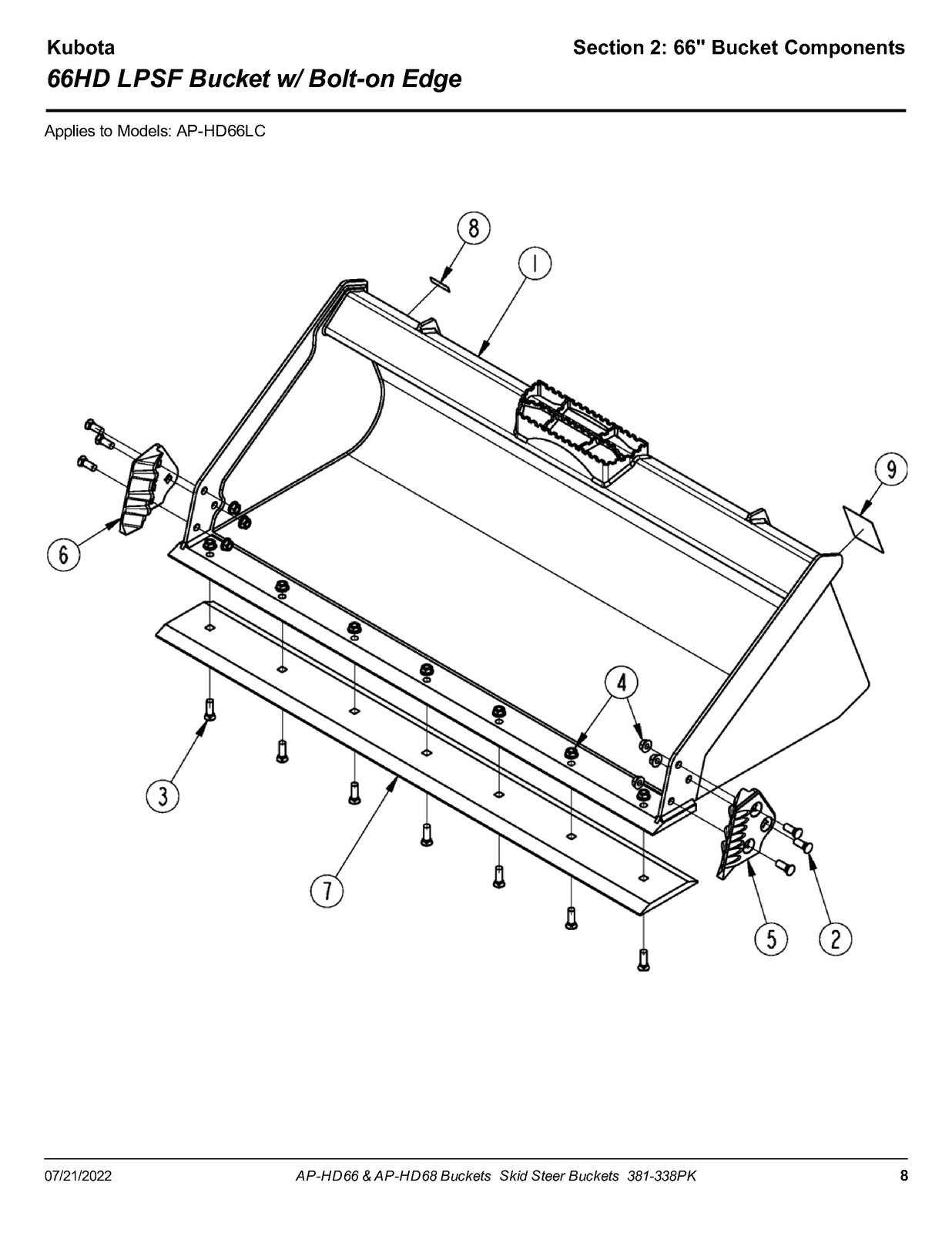 LAND PRIDE HD66 HD68 SL HD Series Buckets Parts Manual 2022 - WIRE BOUND