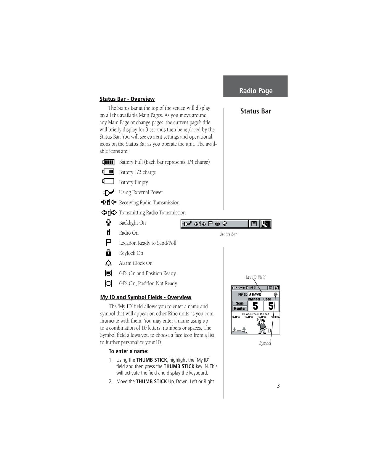 GARMIN Rino 110 2-Way Radio Personal Navigator Owners Manual 2003 - WIRE BOUND