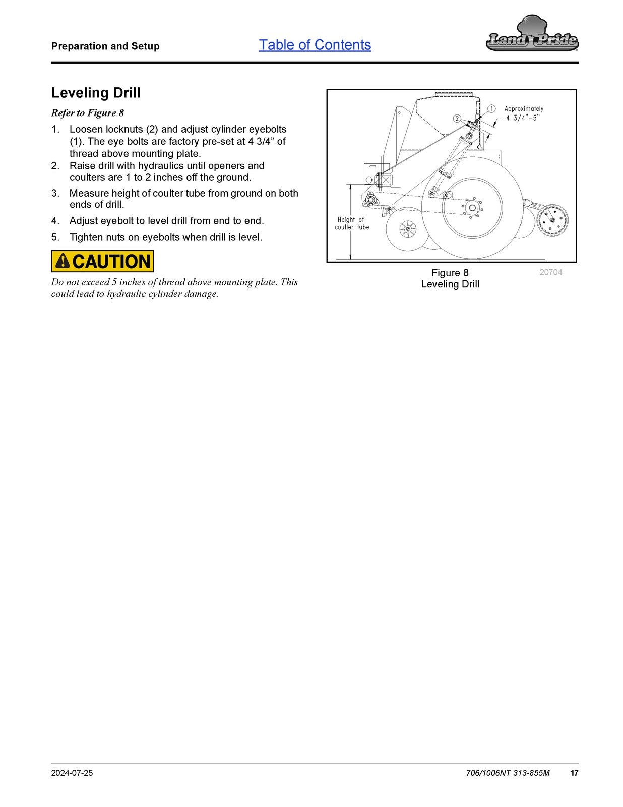 LAND PRIDE 706NT 1006NT End-wheel No-till Drills Operators Manual 2024 - BOUND