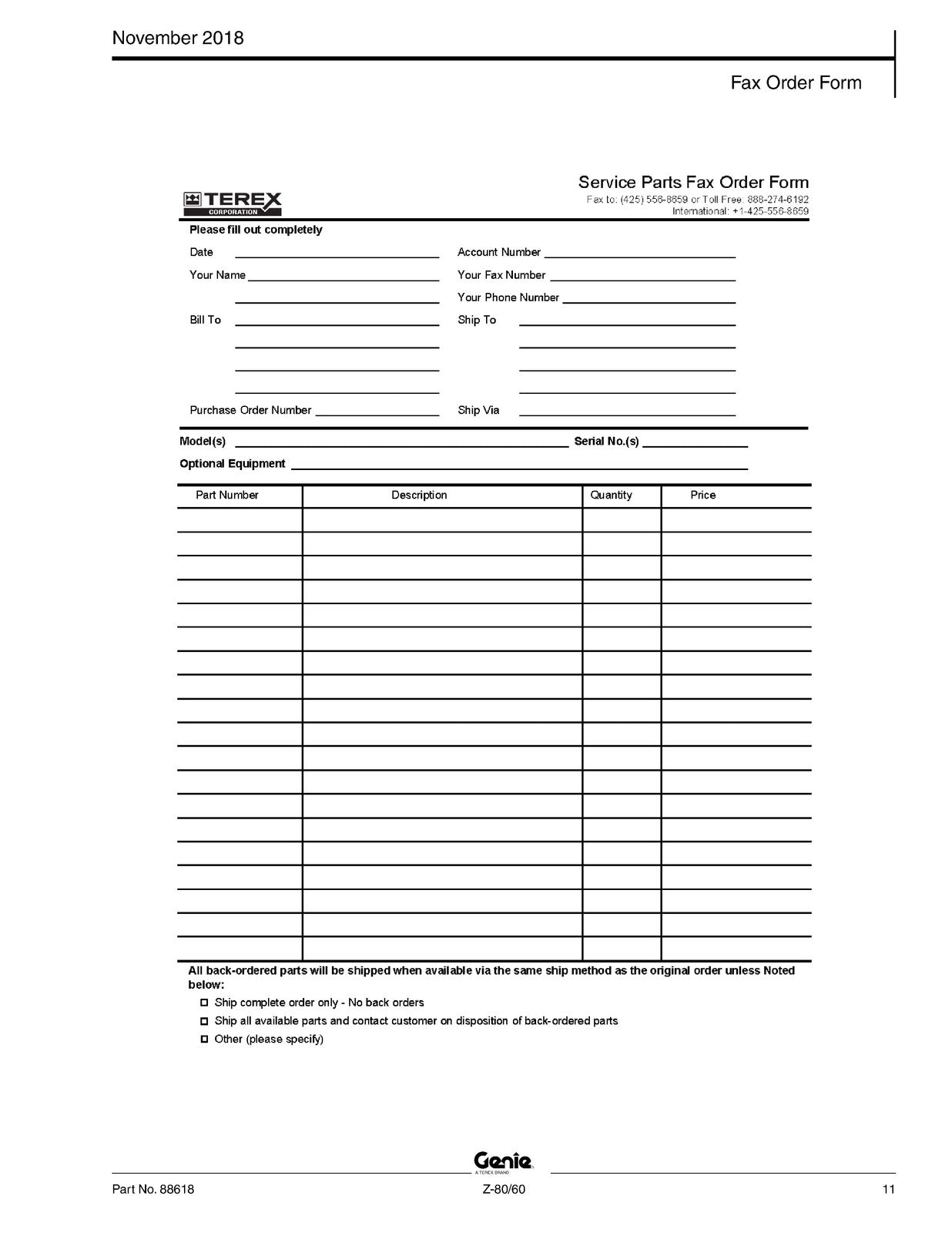 GENIE Z-80-60 Boom Lift Parts Manual 2018 - STEEL WIRE BOUND - PROTECTIVE COVERS