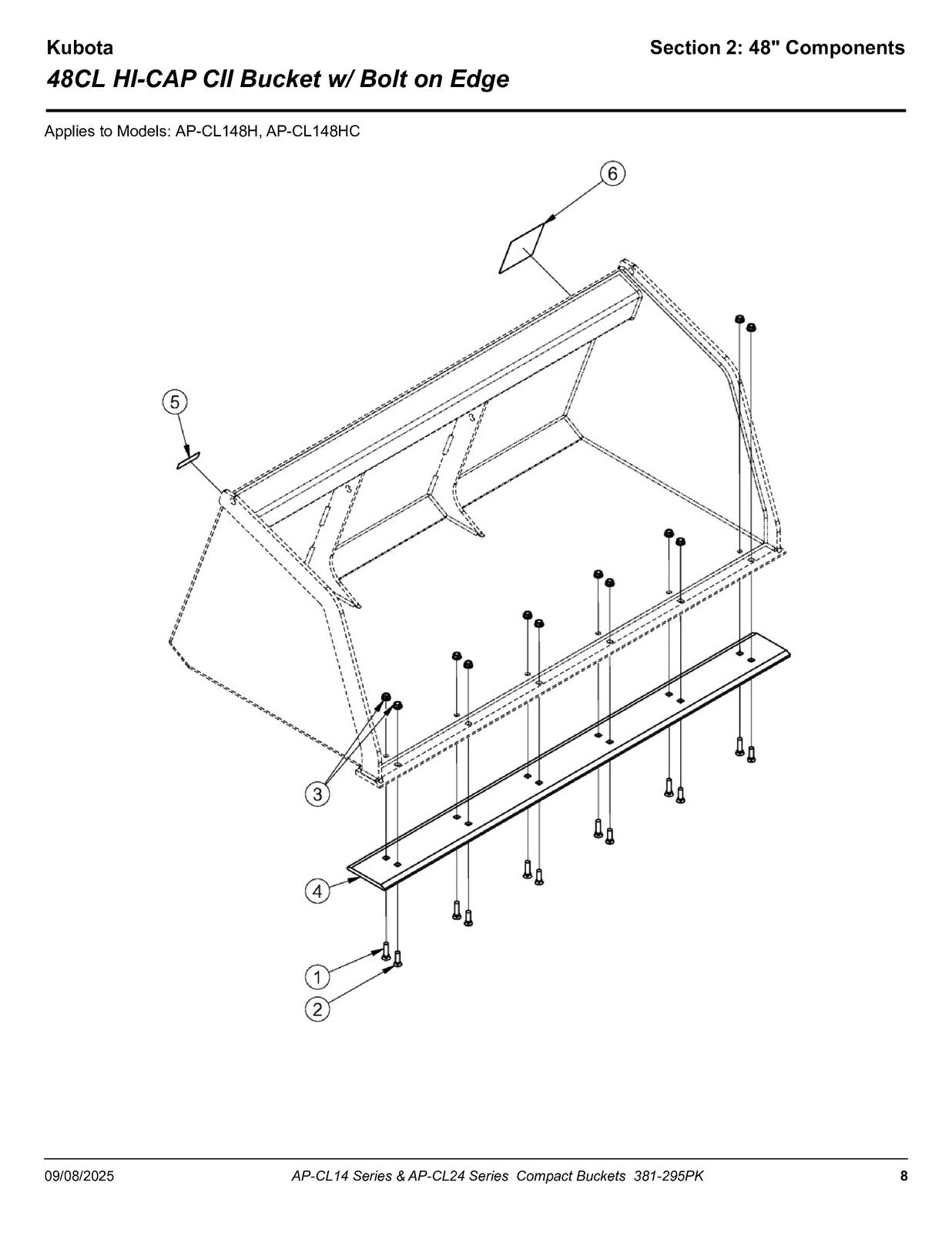 LAND PRIDE CL Series Compact Buckets Parts Manual 2025 - WIRE BOUND - COVERS