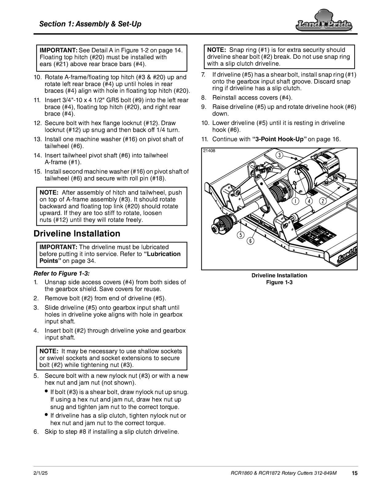 LAND PRIDE RCR1860 RCR1872 Rotary Cutters Operators Manual 2025 - WIRE BOUND