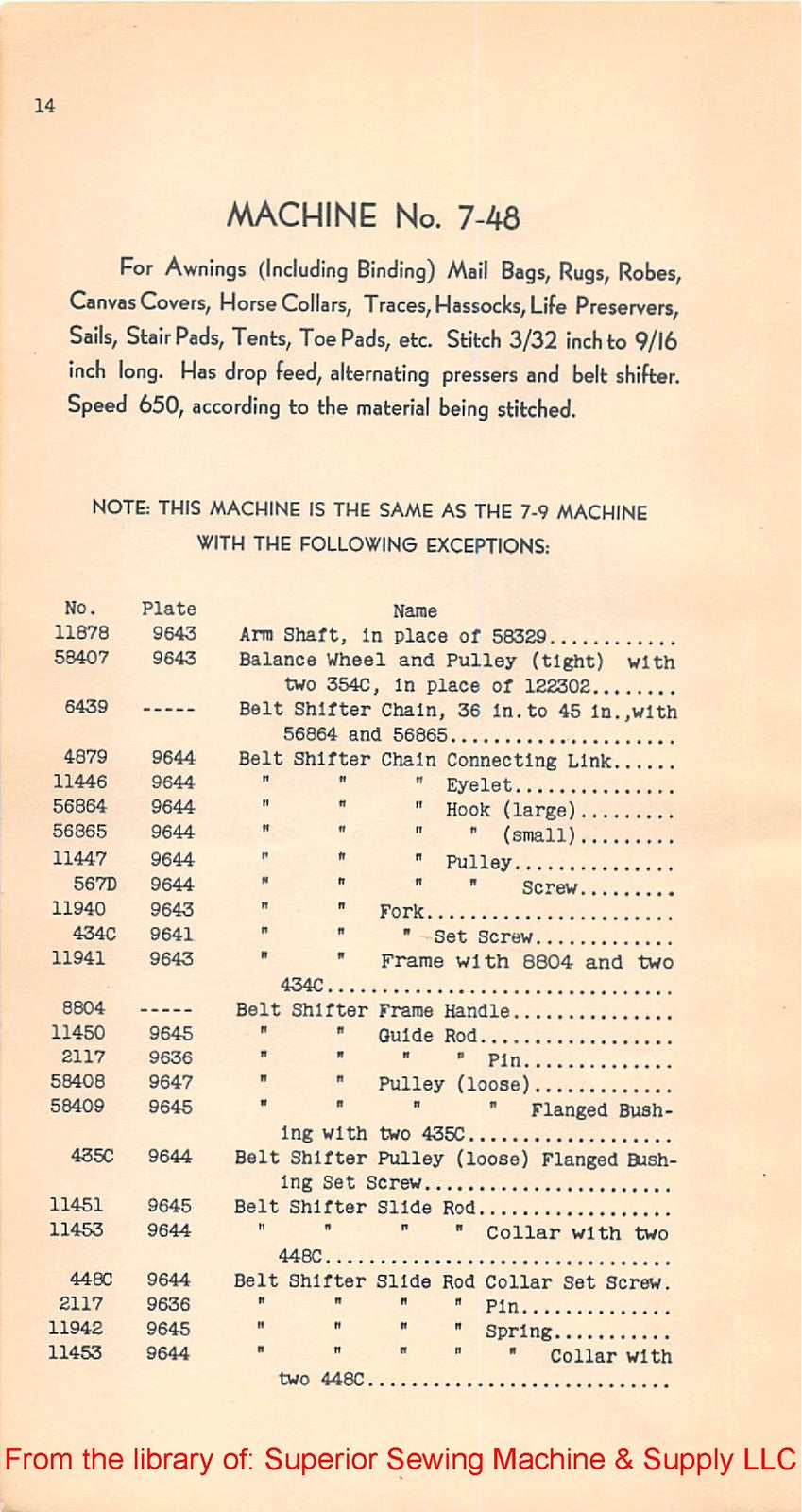 SINGER 7-9 7-34 7-48 Sewing Machine Parts List Manual 1938 - WIRE BOUND - COVERS