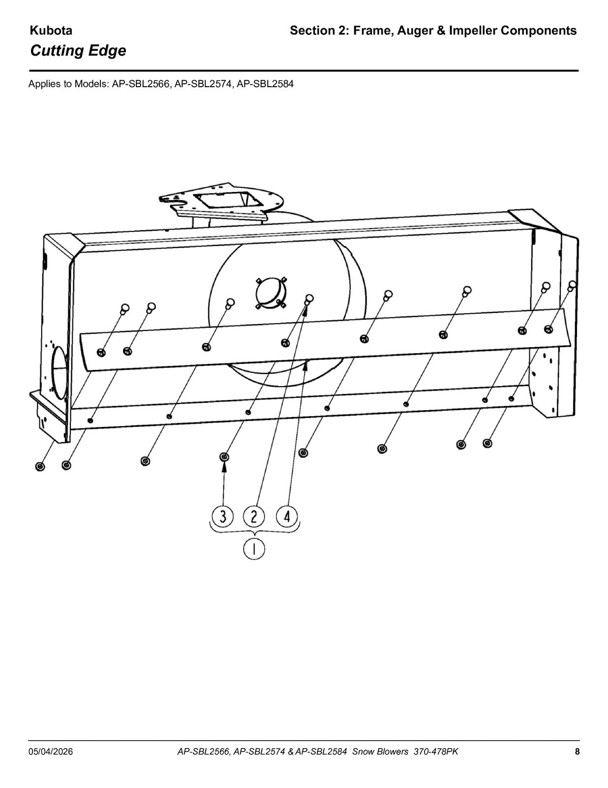 LAND PRIDE SBL25 Series Snow Blowers Parts Manual 2026 - WIRE BOUND - COVERS