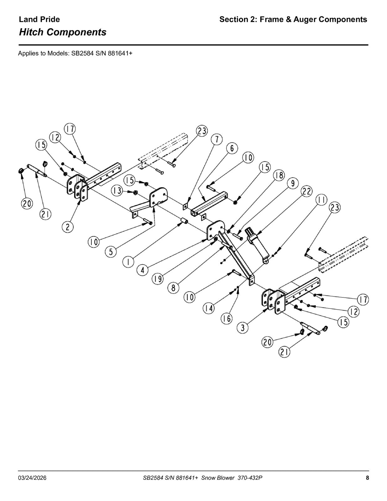 LAND PRIDE SB25 Series Snow Blowers Parts Manual 2026 - WIRE BOUND - COVERS