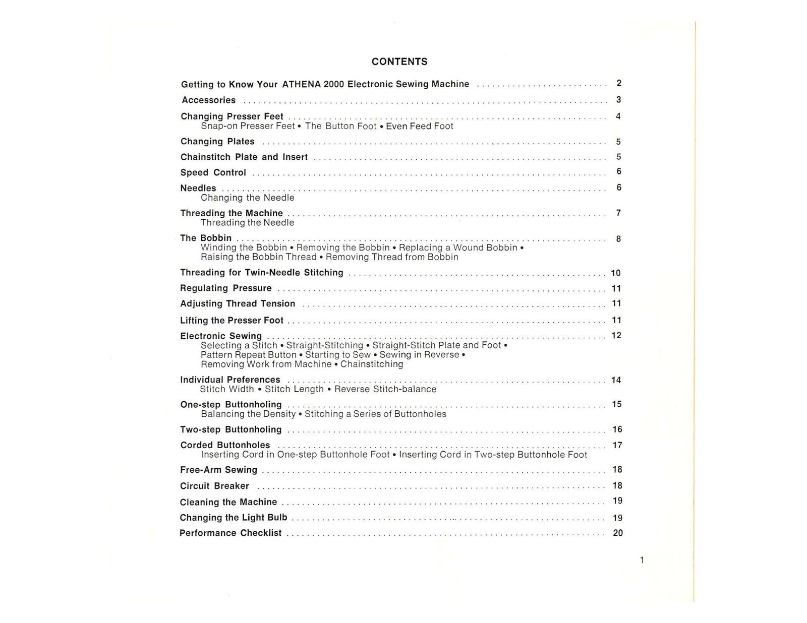 Singer Athena 2000 Operators Guide Manual COLOR - WIRE BOUND - TOUGH COVERS