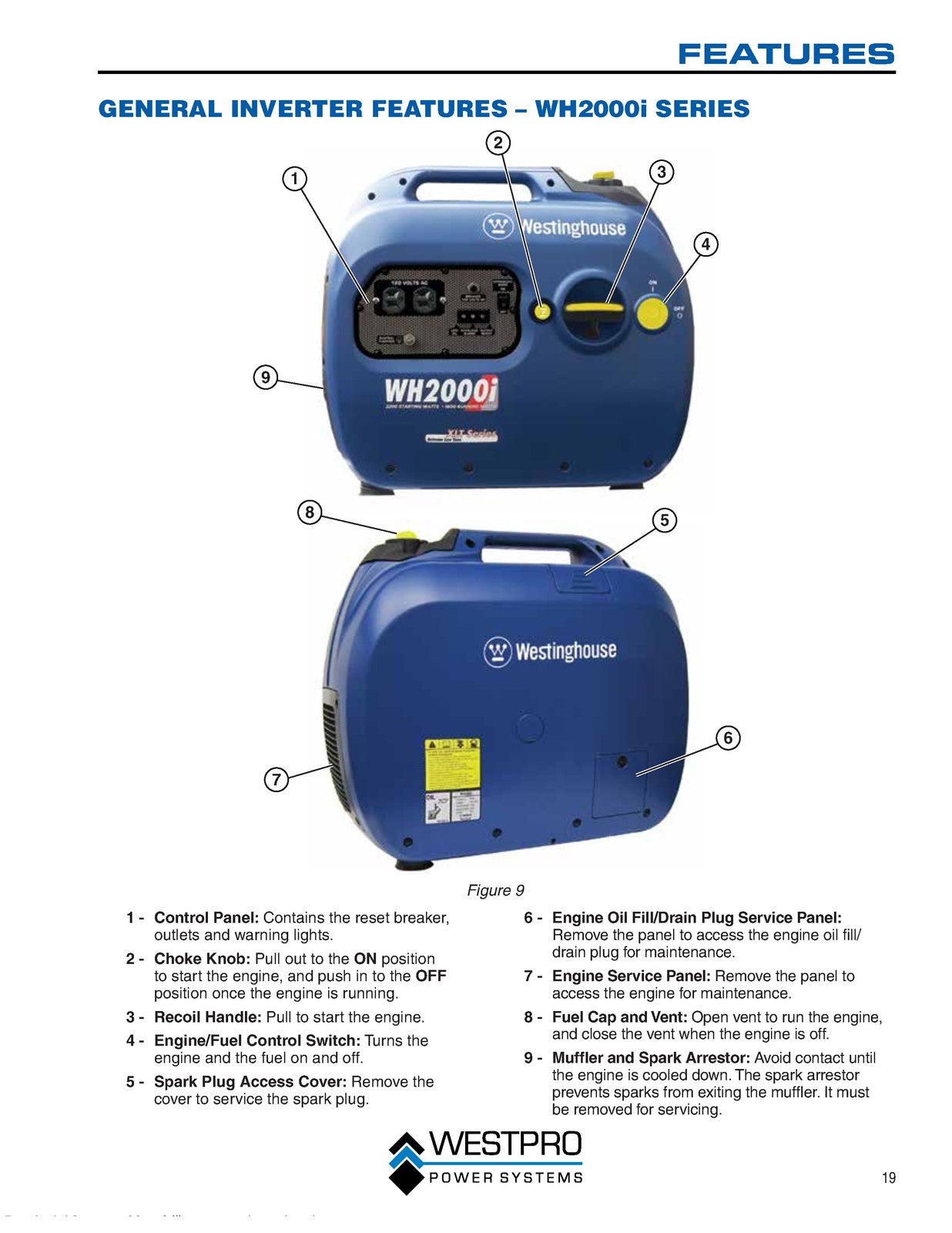 WESTINGHOUSE Digital Inverter Generator Owners Manual - WIRE BOUND - COVERS