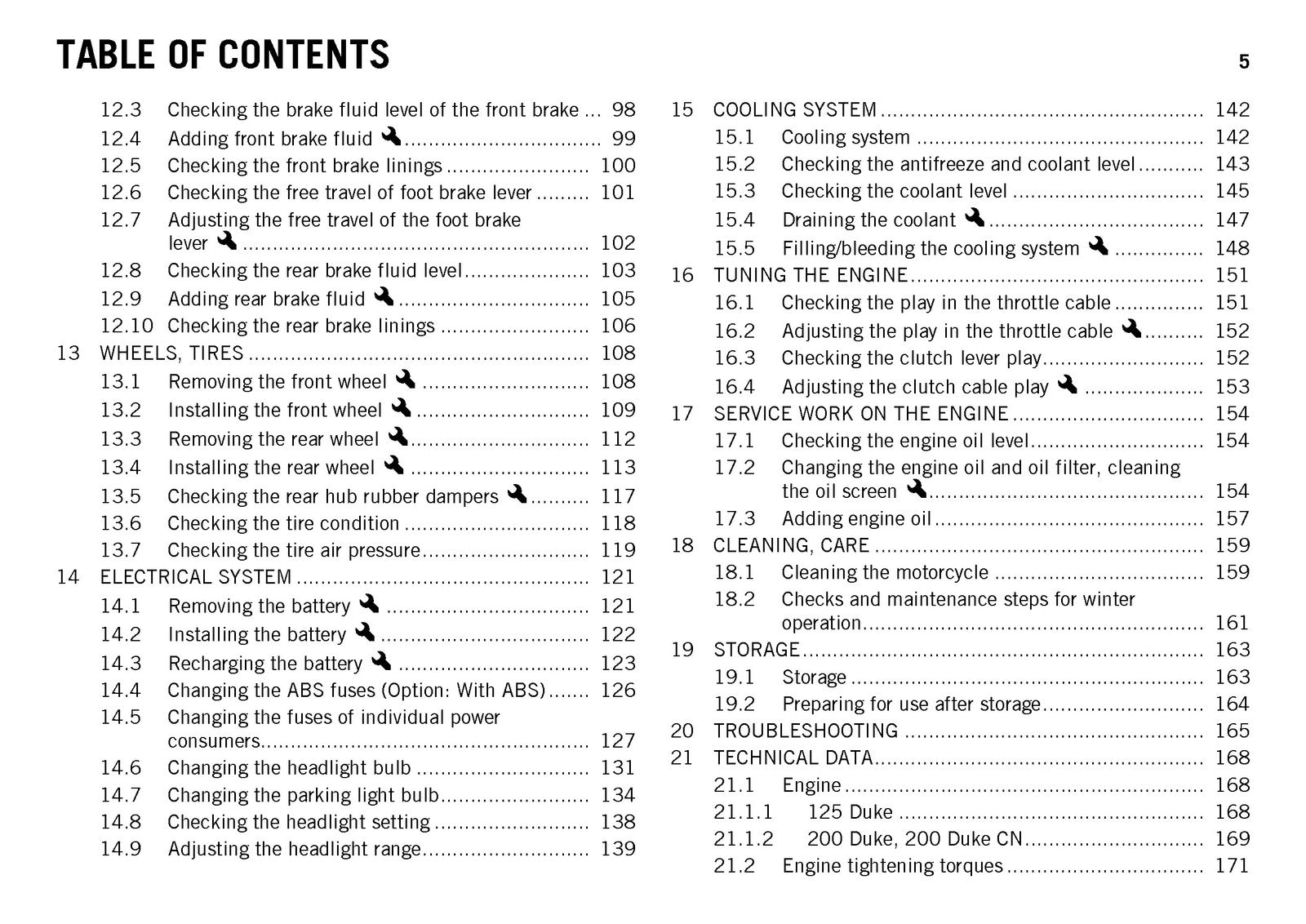 KTM 125 Duke 200 Duke Owners Manual 2014 - STEEL WIRE BOUND - PROTECTIVE COVERS