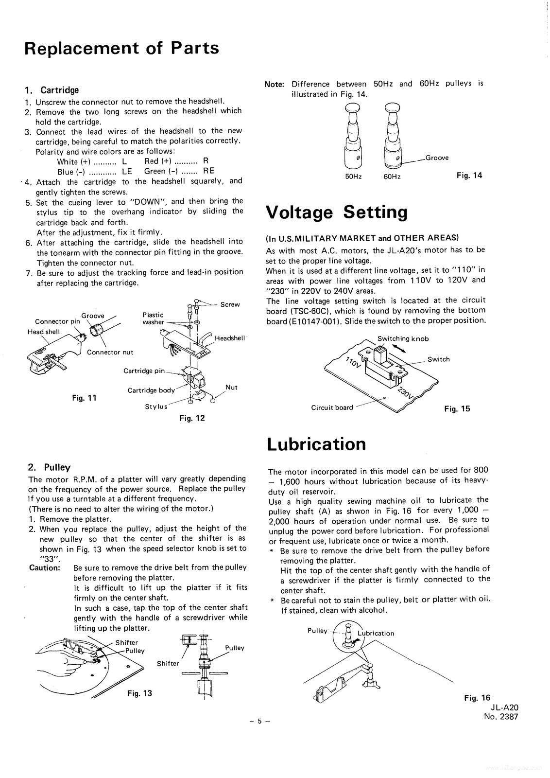 JVC JL-A20 Auto-Return Turntable Service Manual - WIRE BOUND - TOUGH COVERS