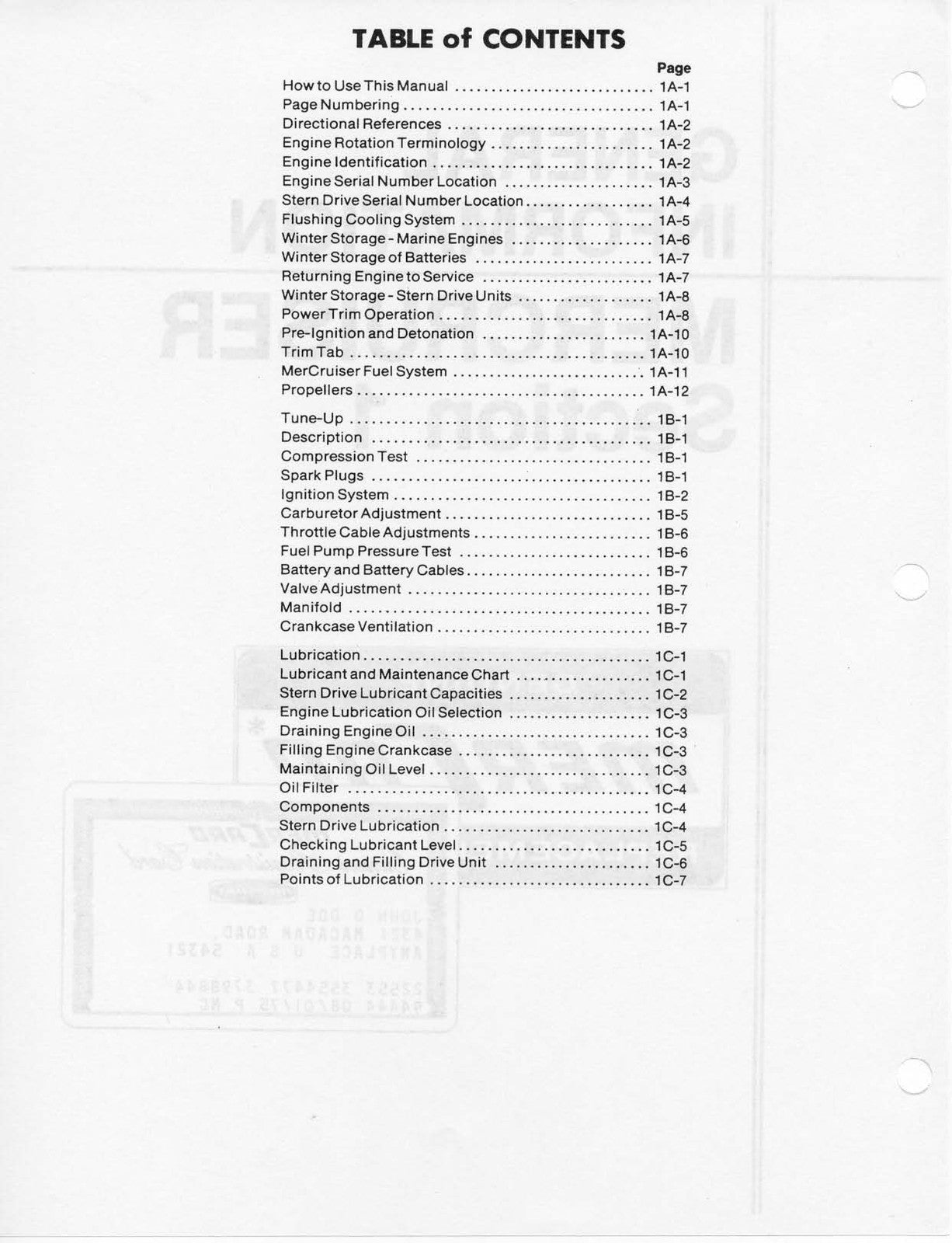 MERCURY MERCRUISER NO. 2 STERN DRIVE MARINE ENGINES SERVICE MANUAL, BOUND COVERS