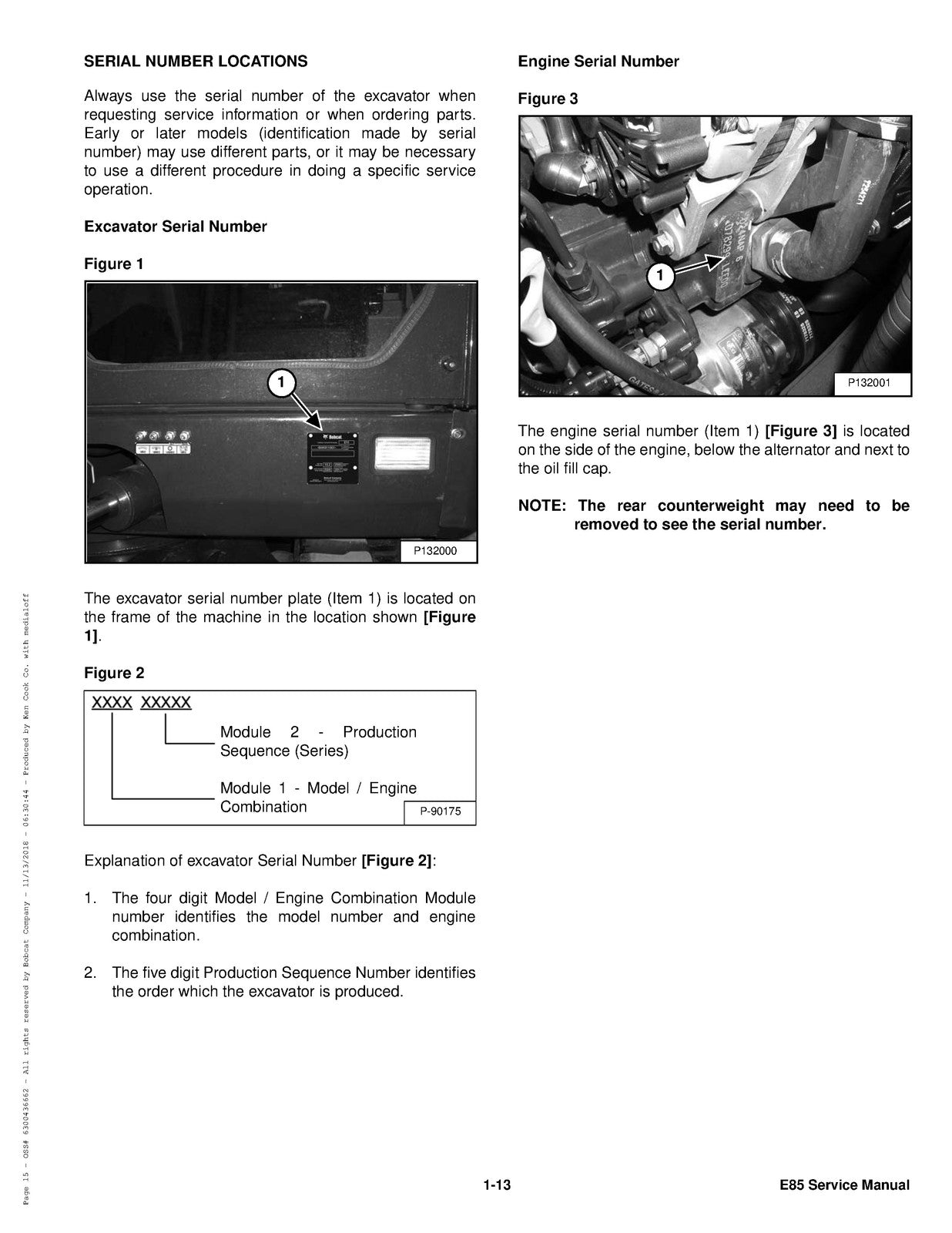 BOBCAT E85 Excavator Service Manual SN B48411001 Up - BOUND - COVERS - FOLDOUTS