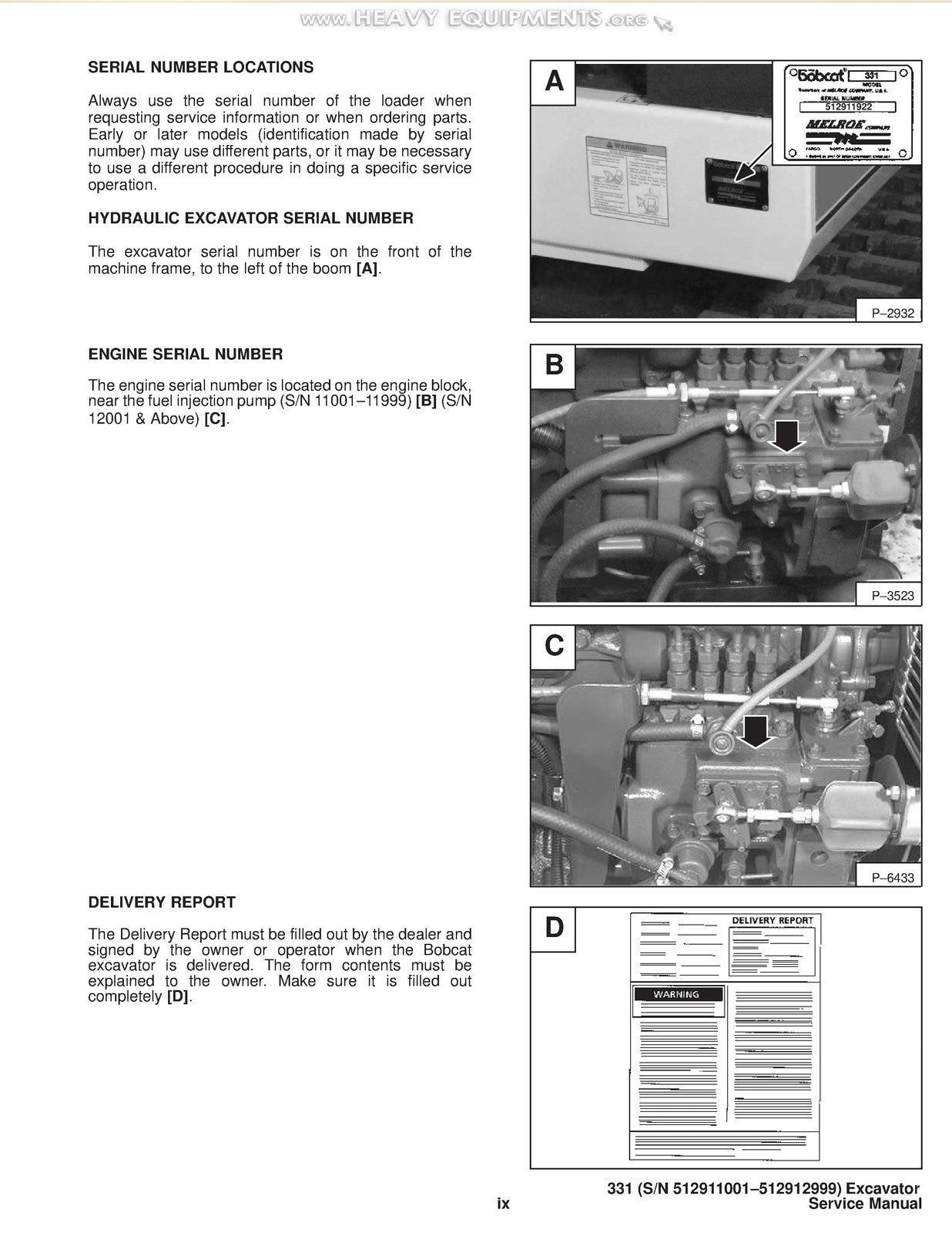 BOBCAT X331 Excavator Service Manual SN 512911001 Up 1996, FOLDOUTS