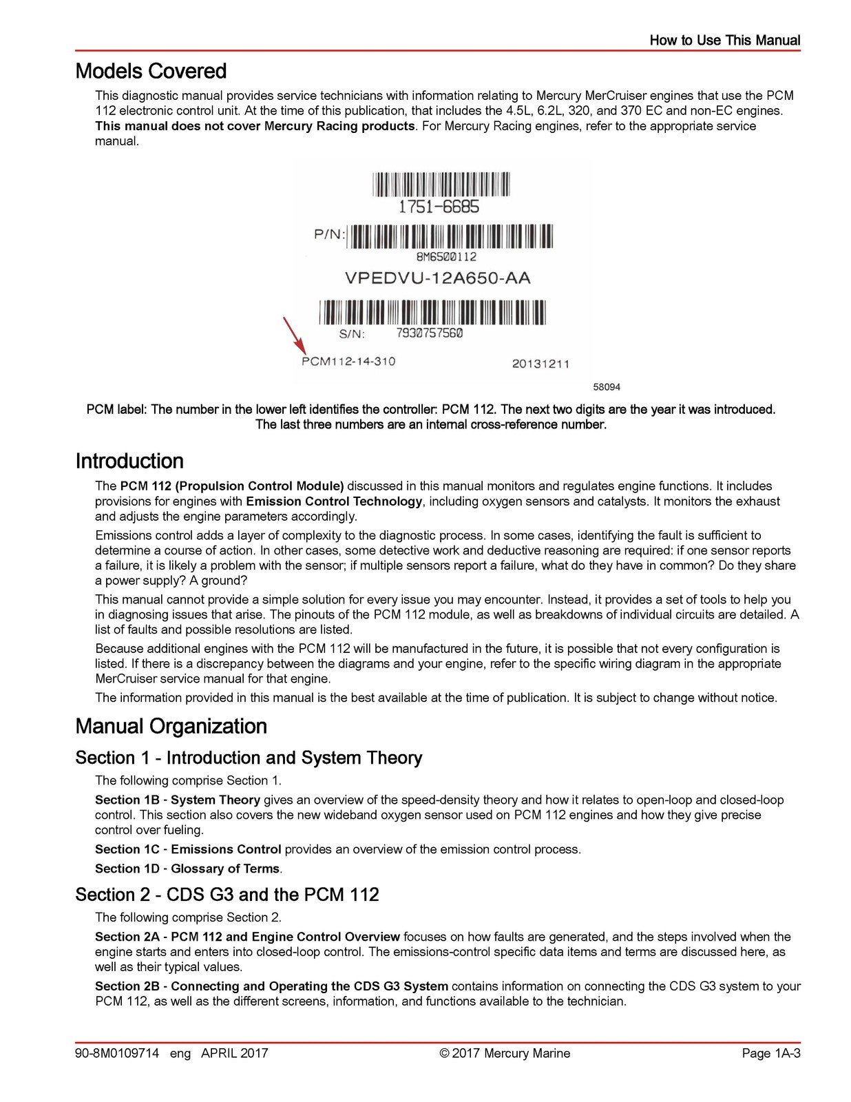 MERCURY MERCRUISER PCM 112 Diagnostic Manual - STEEL WIRE BOUND - TOUGH COVERS