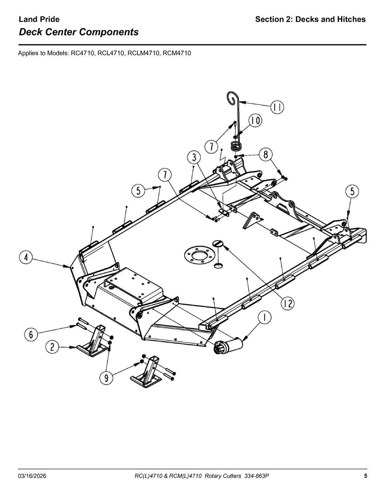LAND PRIDE RC4710 Rotary Cutters Parts Manual 2026 - WIRE BOUND - TOUGH COVERS
