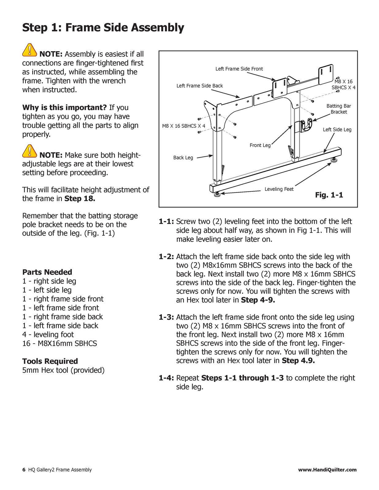 HANDI QUILTER Gallery2 Frame Assembly Manual 2024 - WIRE BOUND - TOUGH COVERS