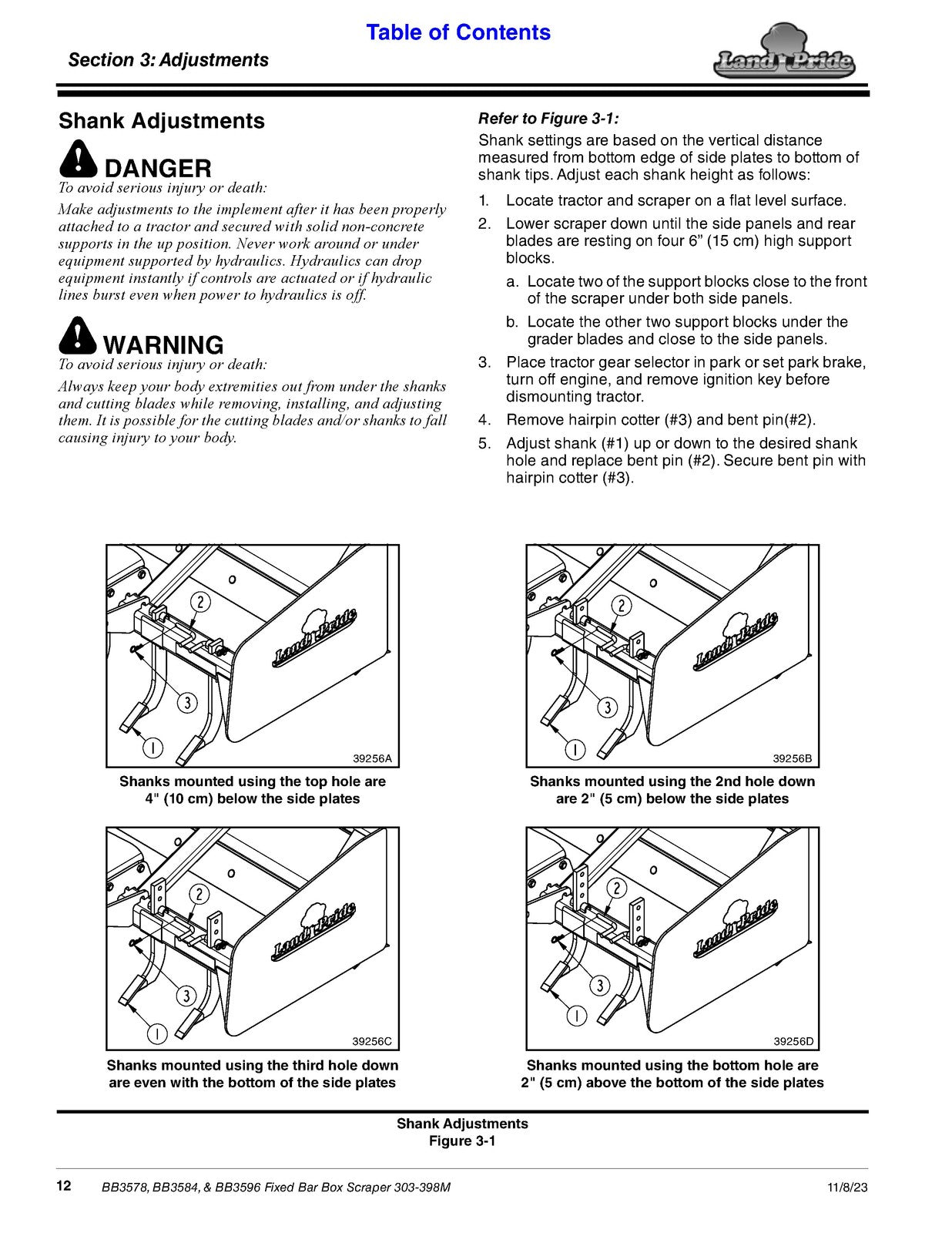 LAND PRIDE BB35 Series Box Scrapers Operators Manual - WIRE BOUND - TOUGH COVERS
