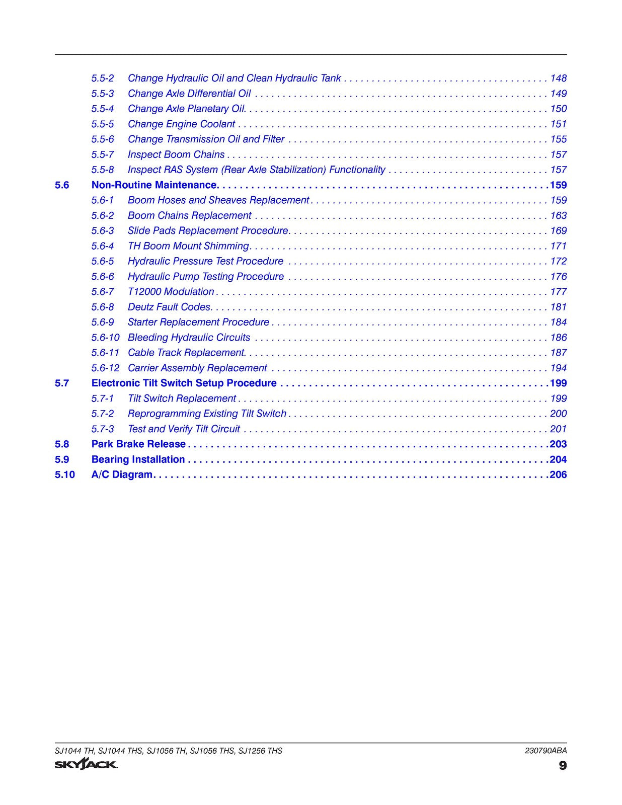 SKYJACK Telehandlers SJ1044 SJ1056 TH THS SJ1256 Service Manual, FOLDOUTS