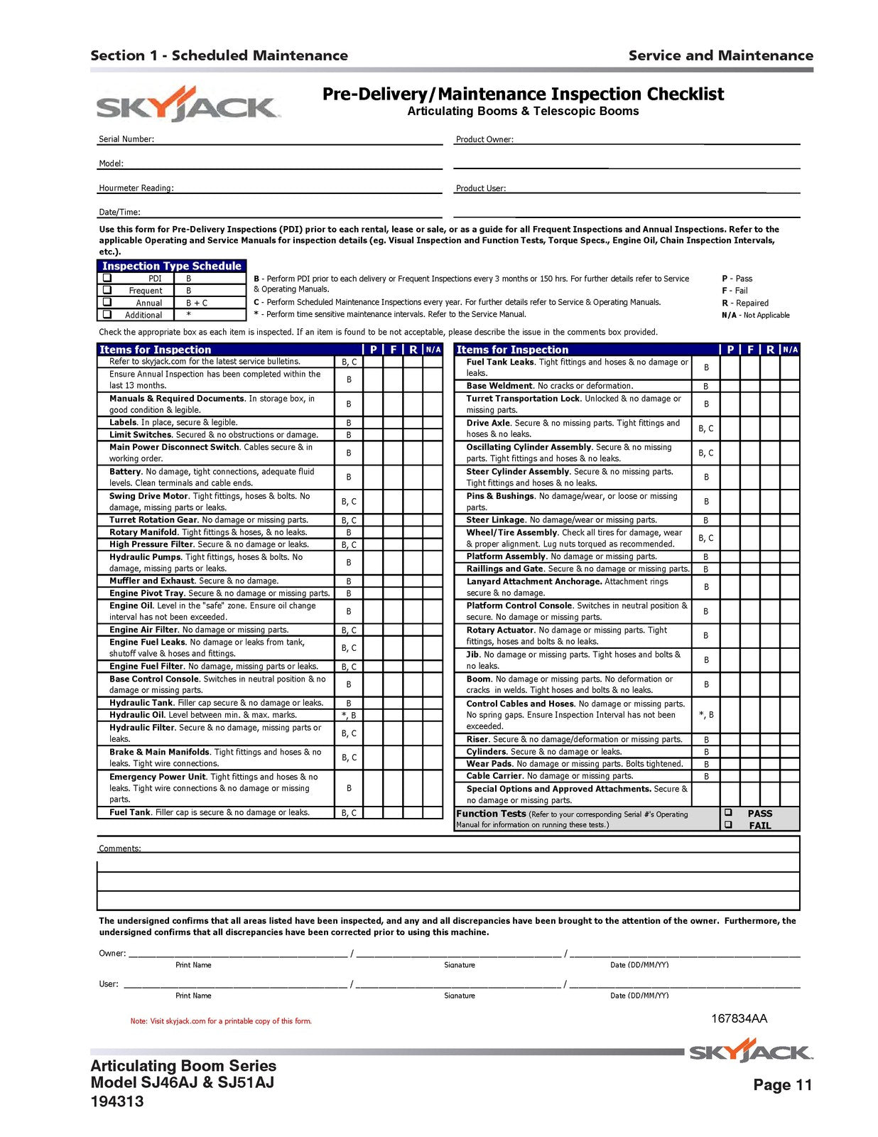 SKYJACK SJ46AJ SJ51AJ Articulating Boom Service Manual 2015, FOLDOUTS