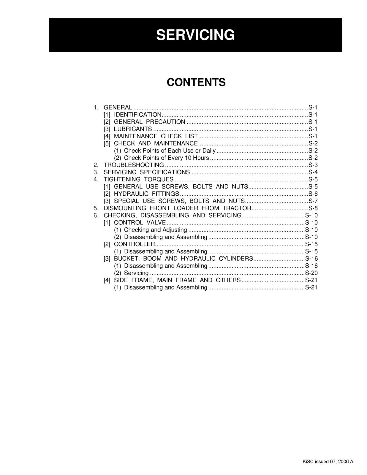 KUBOTA LA513 LA723 LA853 Front Loader Workshop Manual 2006 - WIRE BOUND - COVERS