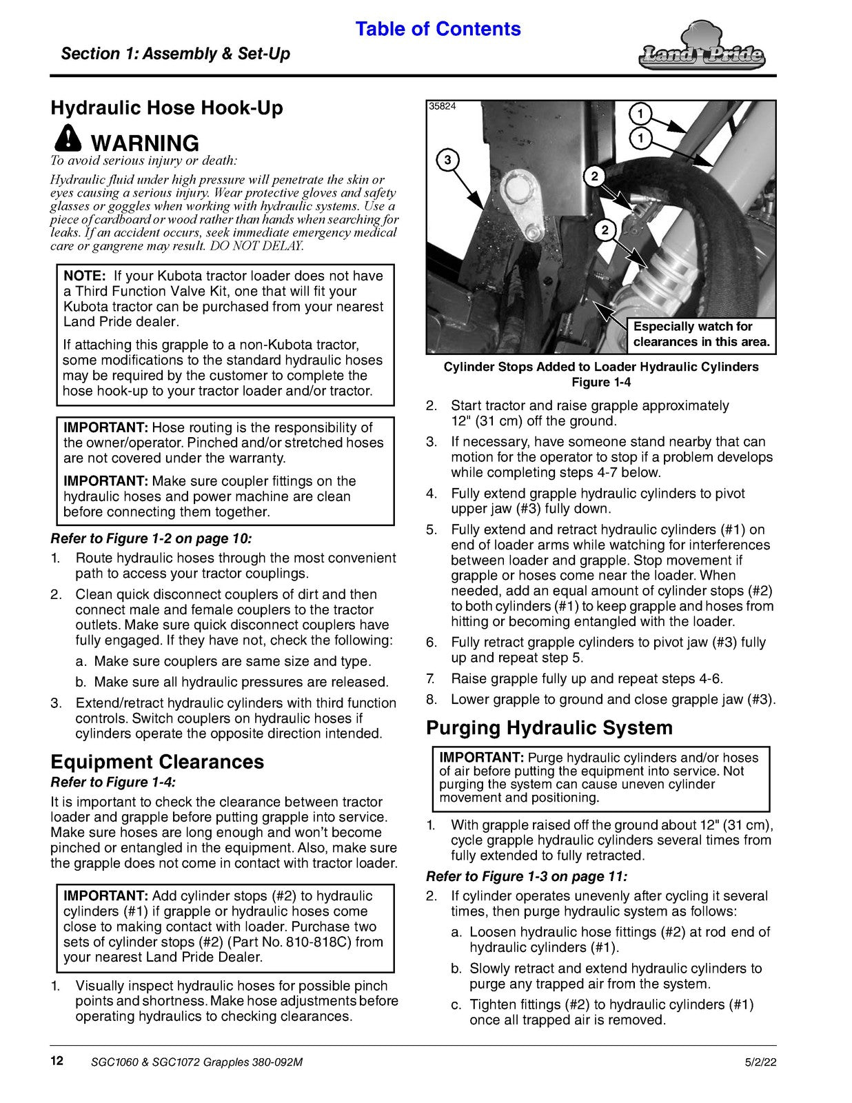 LAND PRIDE SGC1060 SGC1072 Grapple Operators Manual 2022 - WIRE BOUND - COVERS