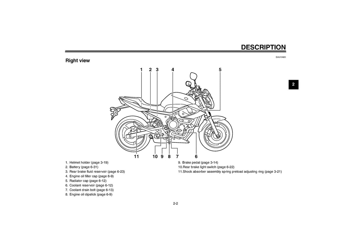 YAMAHA XJ6N XJ6NA Owners Manual 2010 - STEEL WIRE BOUND - PROTECTIVE COVERS