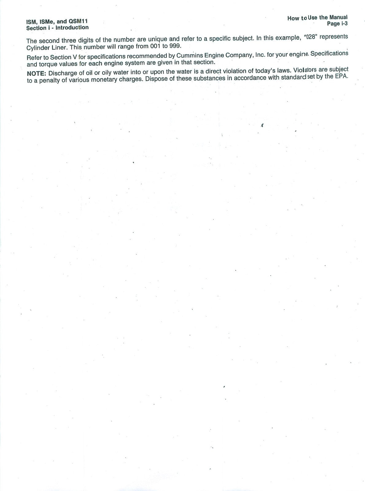 CUMMINS ISM ISMe QSM11 Engine Service Manual Vol 1 2011 - WIRE BOUND - COVERS