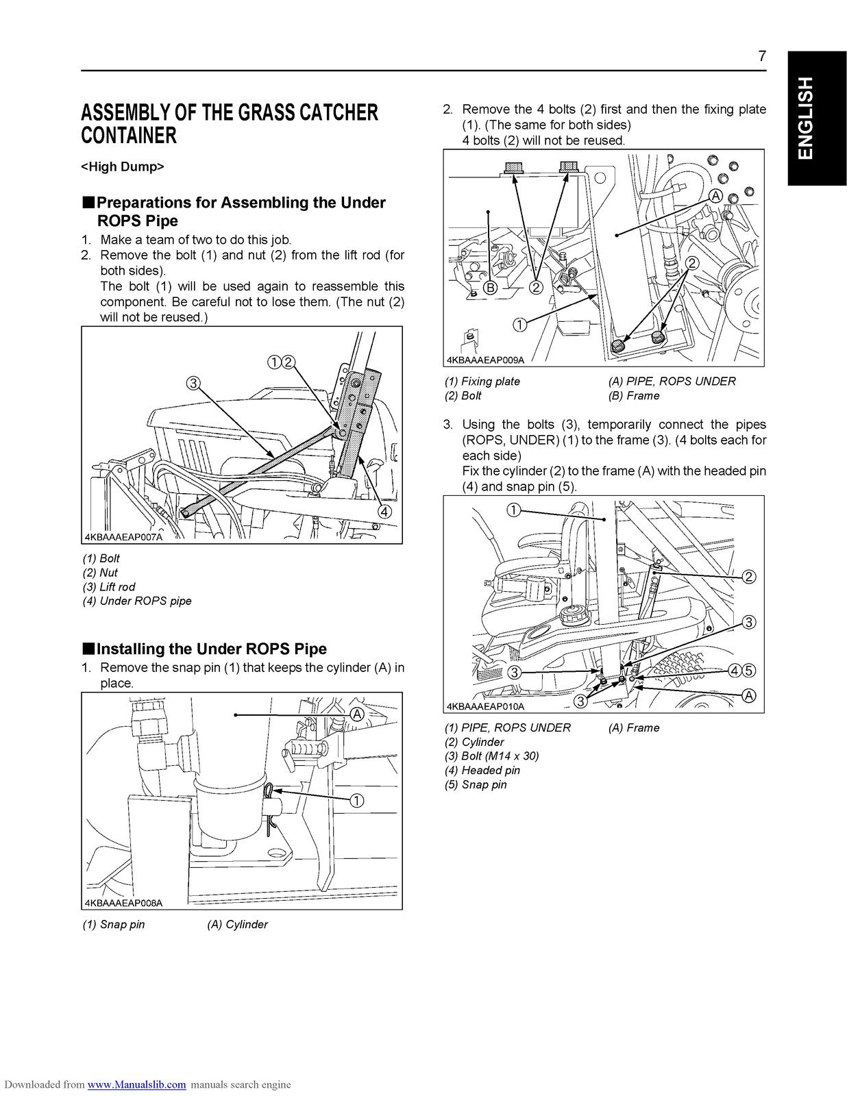 KUBOTA GZD15-3 GZD21-2 Mower Assembly Instructions Manual - WIRE BOUND - COVERS
