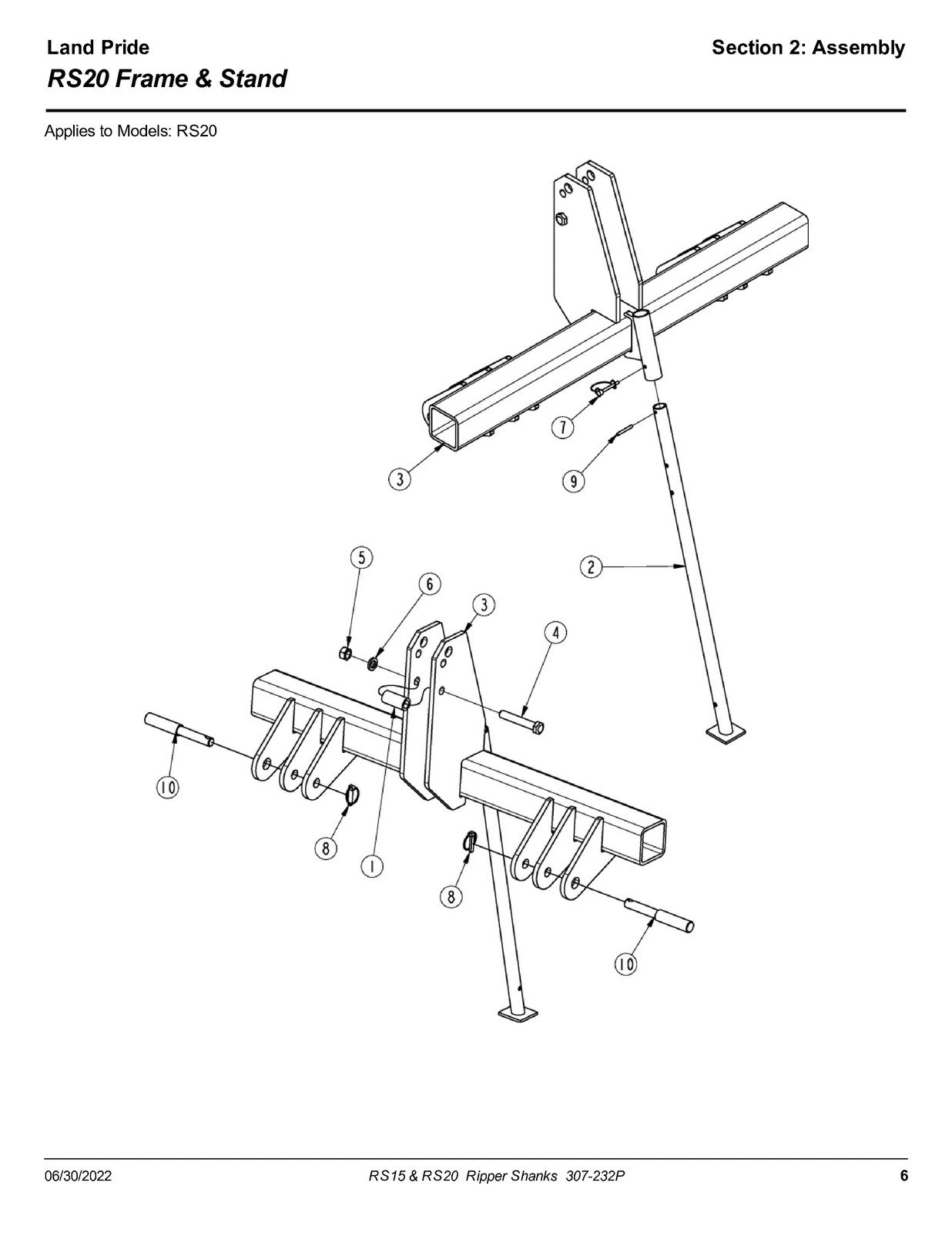 LAND PRIDE RS15 Series Ripper Shanks Parts Manual 2022 - WIRE BOUND - COVERS
